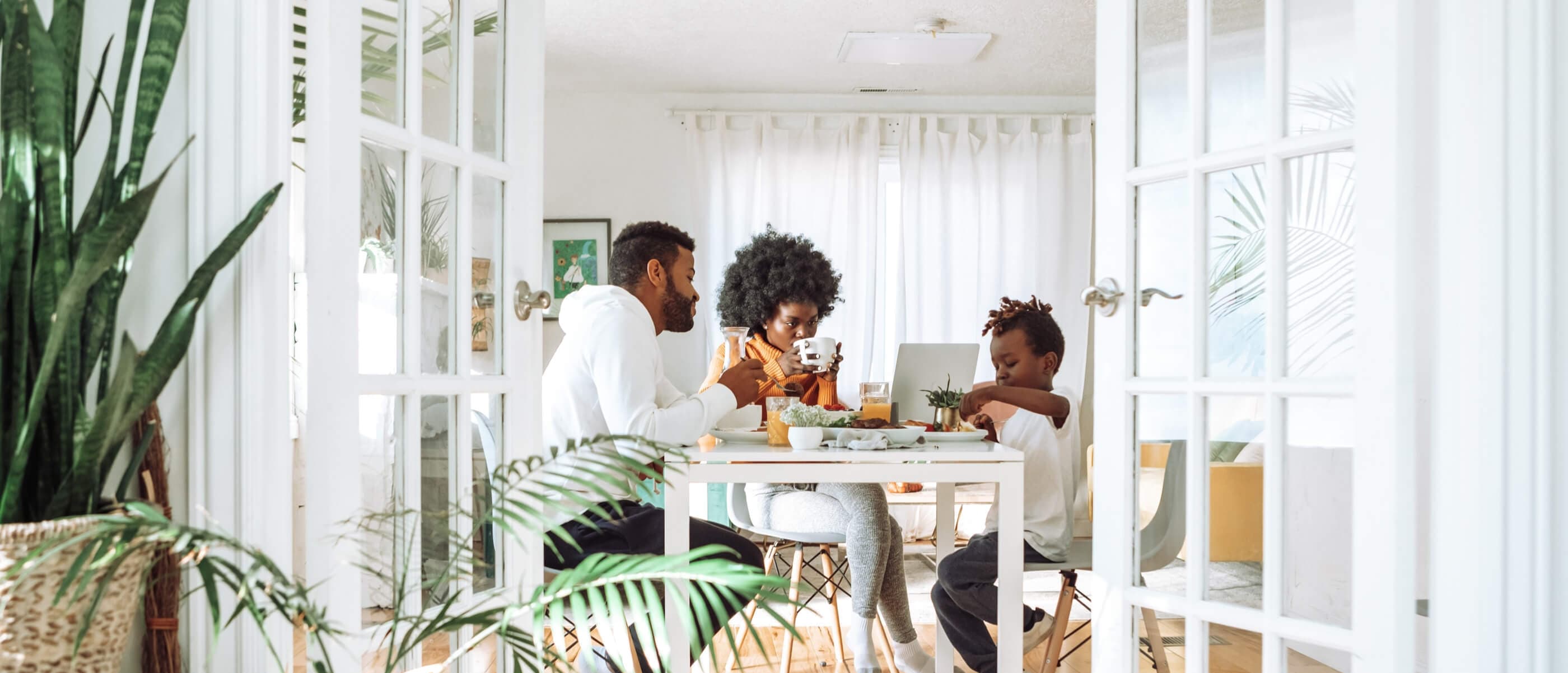 Family eating at home